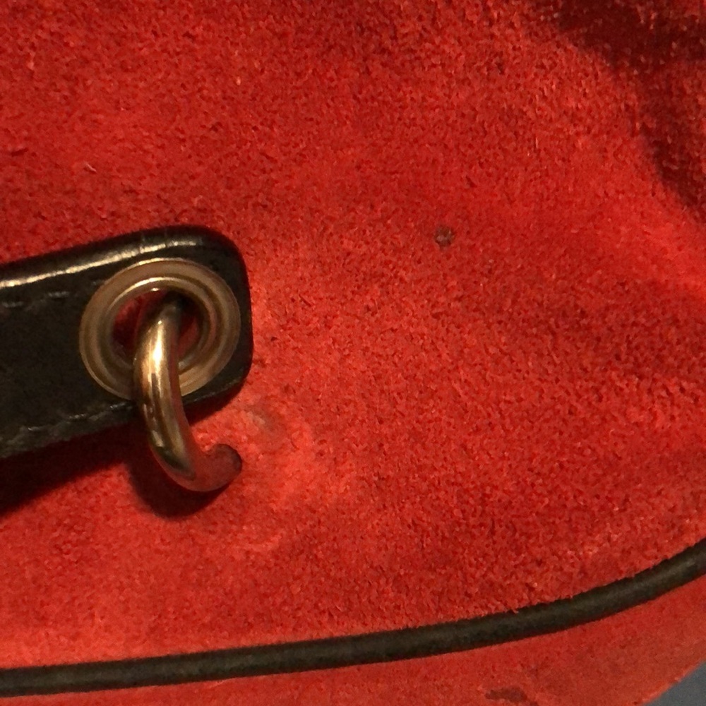 TODAY ONLY: Authentic MiuMiu Mini Red Black Suede Leather Handbag As IS - Picture 11 of 17